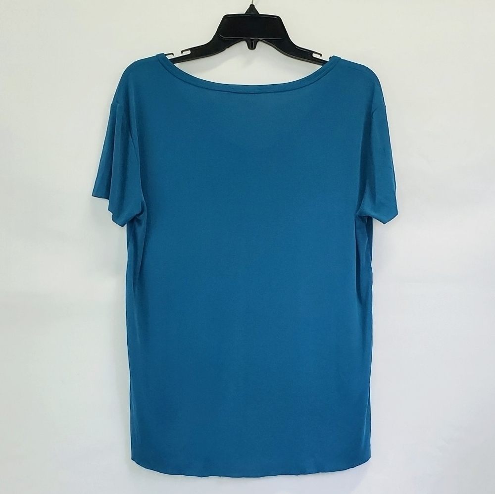 Double Zero Solid Blue Short Sleeve Top - Picture 3 of 5